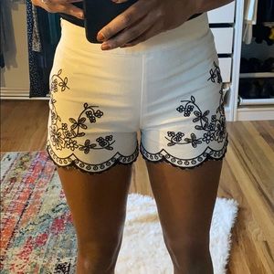 White Embroidered Shorts